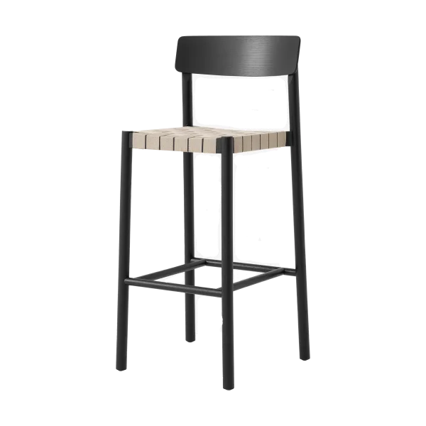 &Tradition Betty TK15 Bar Chair Barstuhl 75 cm Schwarz lackierte esche-naturfarbenes leinen