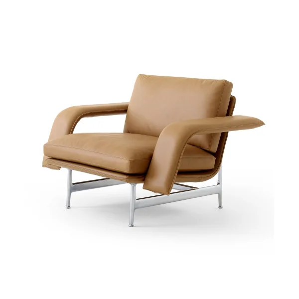 &Tradition Meantime AV29 Lounge-Sessel Pol. aluminium-Noble leather cognac