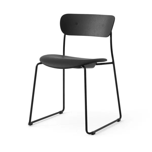 &Tradition Pavilion AV52 Stuhl gepolsterter Sitz Black-Noble leather Black