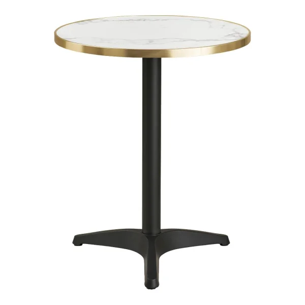 Trine CaféTisch Ø60cm mit 2 Haken Marmor Dekor weiß.