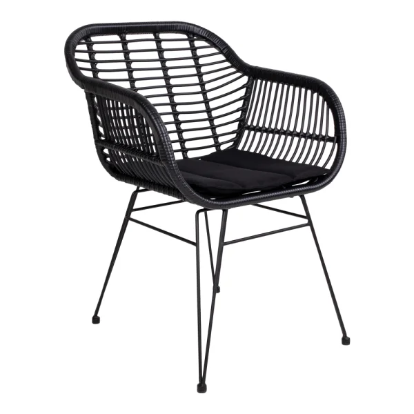 Trish Sessel mit Kissen, Rattan schwarz.