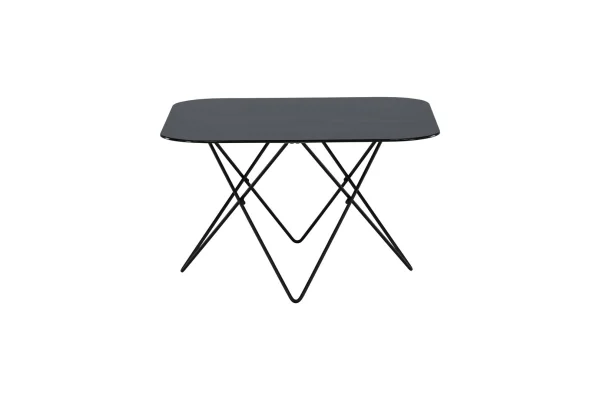 Tristar Couchtisch 80x80 cm Glas schwarz Marmor dekor.
