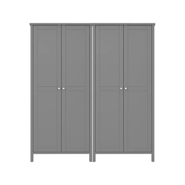 Tromsø Kleiderschrank 4 Türen grau.