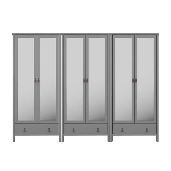 Tromsø Kleiderschrank 6 Spiegeltüren 1 Schublade grau.