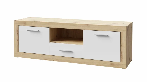 TV - Lowboard Artisan Eiche - weiß 148 cm TV-Board - BACCIO
