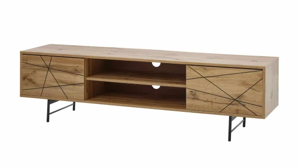 TV - Lowboard Eiche 160 cm - Metallgestell - ELVAR