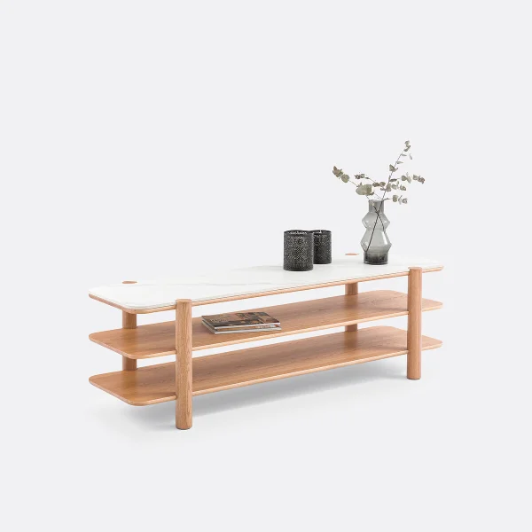 Tv-möbel Ambre, Eichenfurnier Und Kunstmarmor