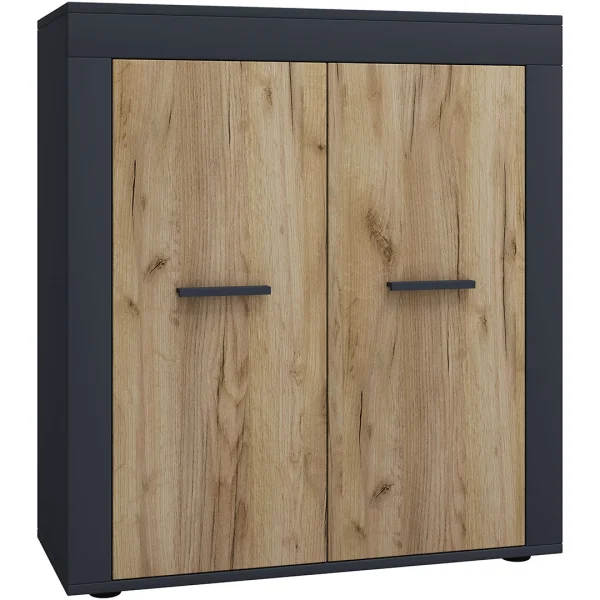 Usilo Sideboard 2 Türen anthrazit, Eiche dekor.