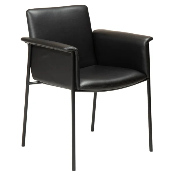 Vale Dan-Form Esszimmerstuhl mit Armlehnen PU-Kunstleder schwarz.