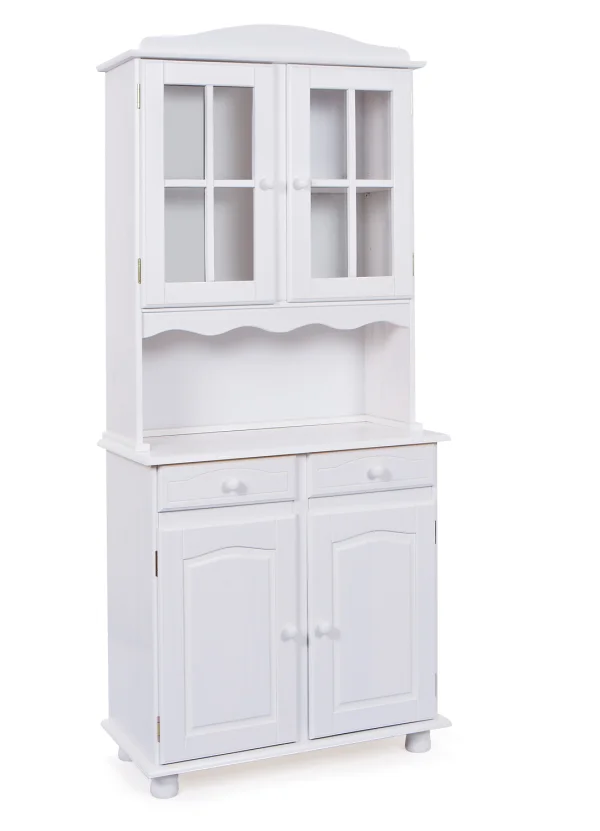 Valux Vitrinenschrank 2 Türen, 2 Glastüren, 2 Schubladen, weiss.