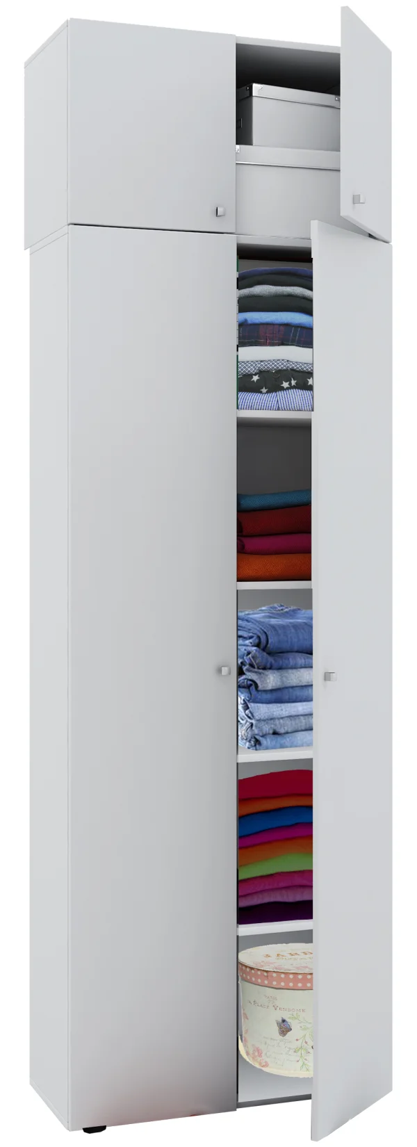 Vandol I Universalschrank mit Oberschrank 4 Türen Weiß.