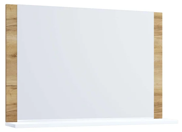 VCB10 Maxi Spiegelschrank Bad , Badespiegel mit 1 Regal Honig-Eiche dekor/weiß.