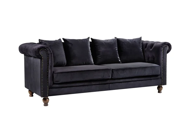 Velvet Sofa 3 Personen velour schwarz.