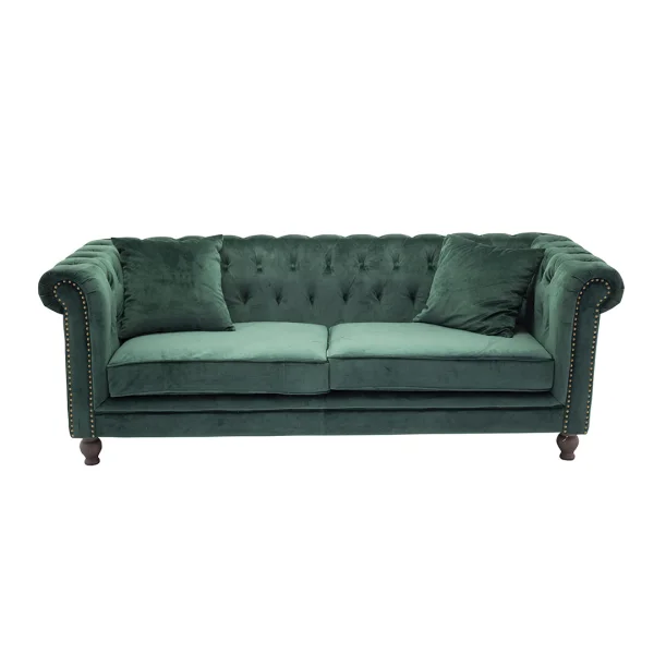 Velvet Sofa 3-Sitzer Velours grün.