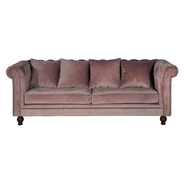Velvet Sofa 3-Sitzer Velours rosa.