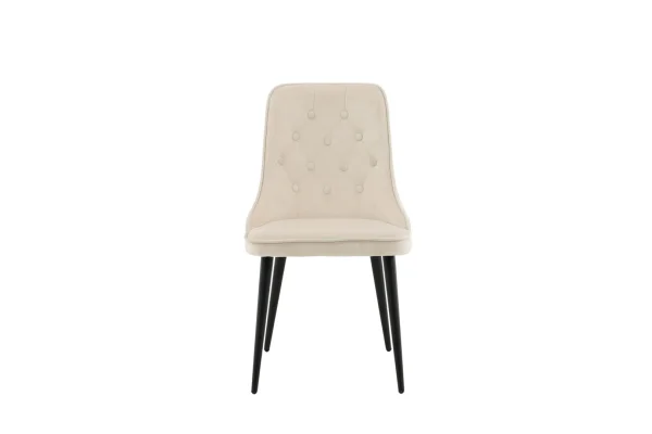 VelvetDeluxe Esszimmerstuhl Velour beige, schwarz.