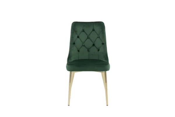 VelvetDeluxe Esszimmerstuhl Velour grün, Messing dekor.