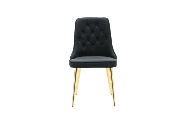 VelvetDeluxe Esszimmerstuhl Velour schwarz, Messing dekor.