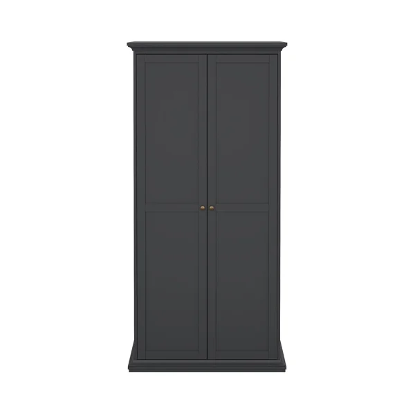 Venedig Kleiderschrank 2 Türen matt grau.