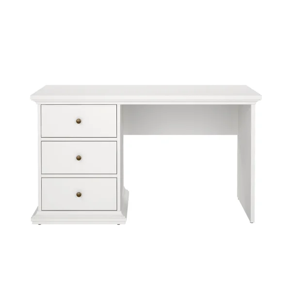 Venedig Schreibtisch mit 3 Schubladen Breite 130 cm, Höhe 73 cm weiß.