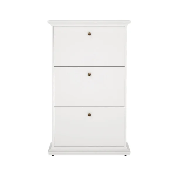 Venedig Schuhschrank mit 3 Klappen in weiß.