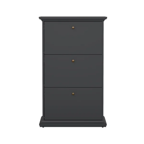 Venedig Schuhschrank mit 3 Klappen matt grau.