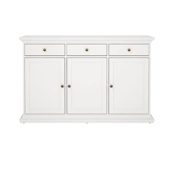 Venedig Sideboard 3 Türen und 3 Schubladen, Breite 143 cm, Höhe 91 cm weiß.