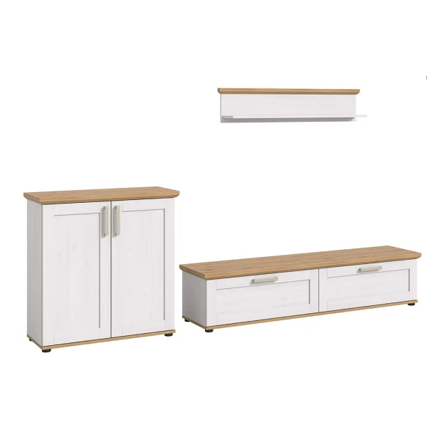 Verona Regal System 3 Teile weiß, Eiche Dekor.