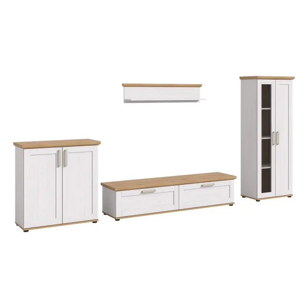 Verona Regal System 4 Teile weiß, Eiche Dekor.