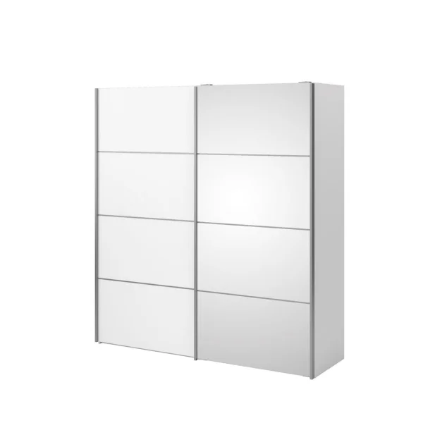 Veto Kleiderschrank 1 Tür und 1 Spiegeltür inkl. 3 lose Ablagen und 1 Rollcontainer, breite 182 cm, weiss.
