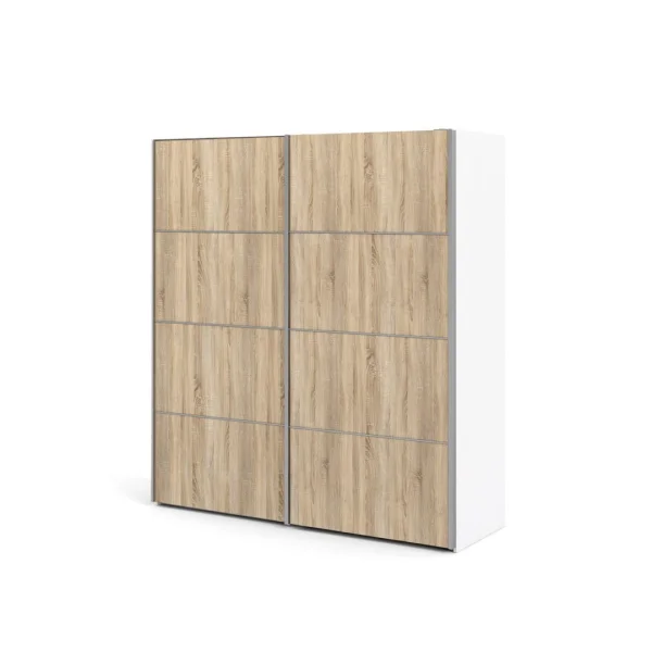 Veto Kleiderschrank B 2 türig H201 cm x B182 cm weiss, eiche Struktur Dekor.