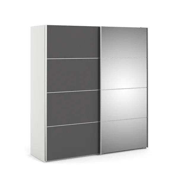 Veto Schiebetürenschrank 2 Türen breit 183 cm weiss, grau.