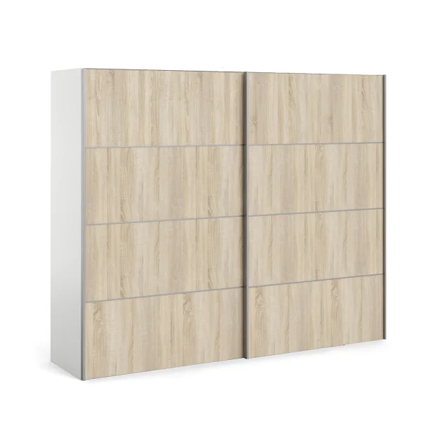 Veto Schiebetürenschrank 2 Türen breit 243 cm weiss, Eiche Dekor.