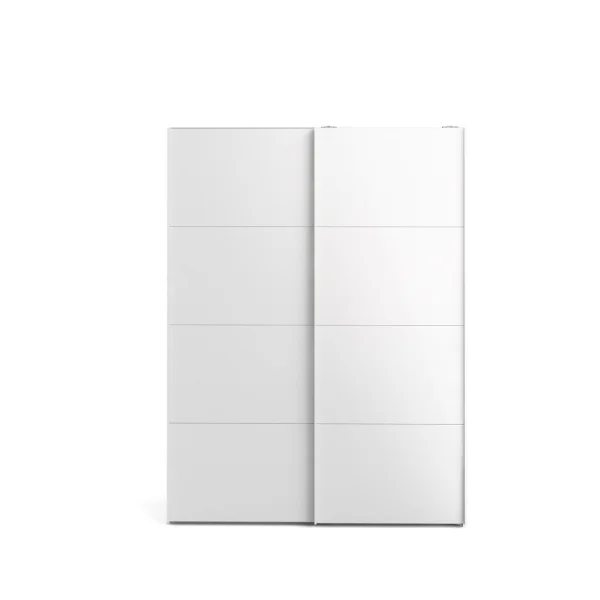 Veto Schiebetürenschrank B150 cm 2 Türen weiß und weiß hochglanz.