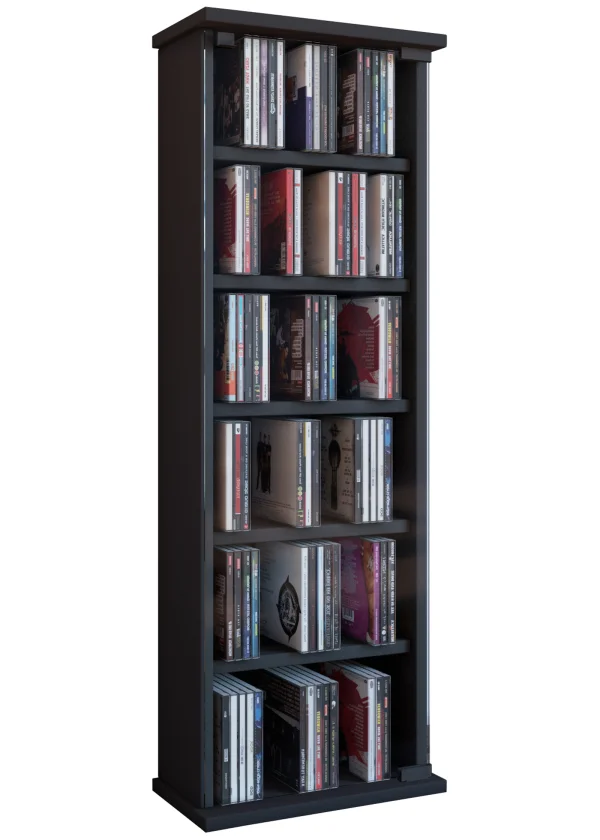 Vetro Regal mit 1 Glastür 6 Fächer schwarz.