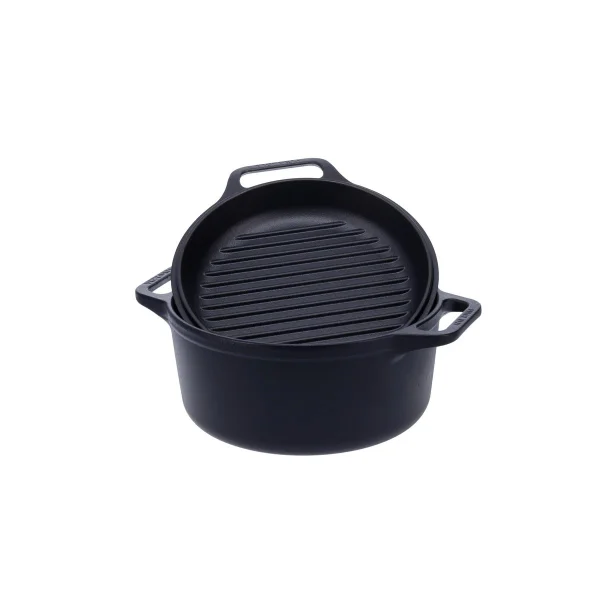Victoria Combo Cooker Gusseisen-Topf-Pfannen-Set 2 Teile Schwarz