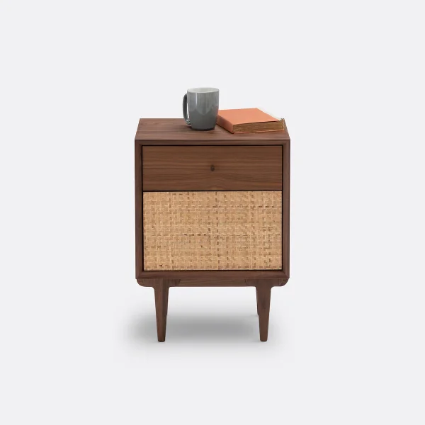Vintage-nachttisch Dalqui Mit Rattan