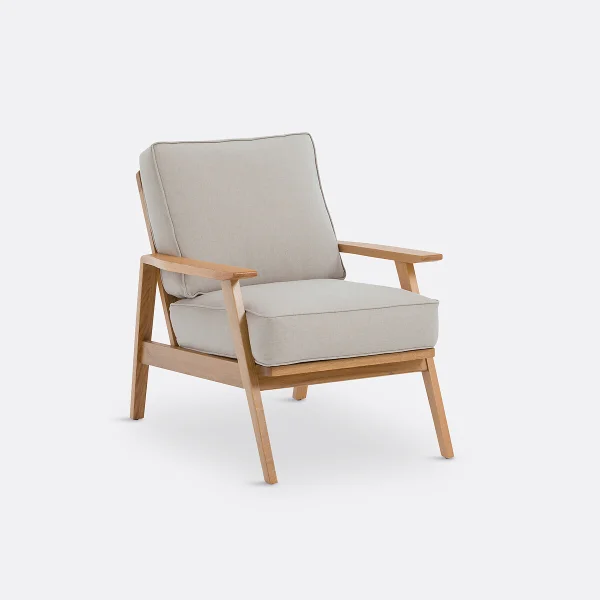 Vintage-sessel Linna, Eiche Und Baumwolle/leinen