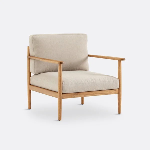Vintage-sessel Malora, Eiche Und Baumwolle/leinen