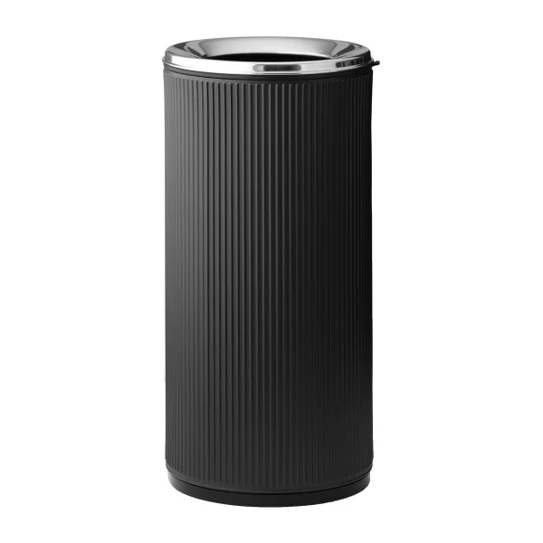 Vipp Vipp18 Papierkorb mit Rand 22 l Black-stainless steel