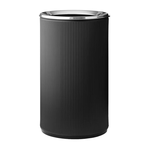 Vipp Vipp19 Papierkorb mit Rand 60 l Black-stainless steel