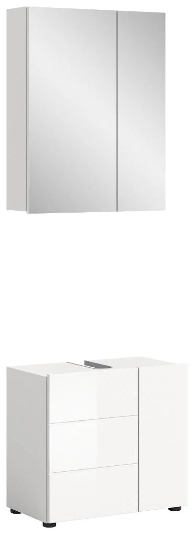 Vira Badmöbelset V4 Inkl. Beleuchtung Weiß hochglanz, weiß.