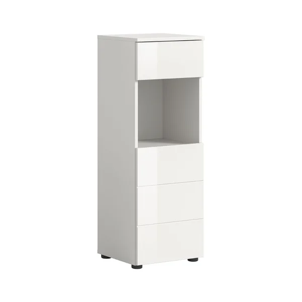 Vira Badschrank 1 Schublade 1 Tür 1 Fach weiß Hochglanz, weiß.