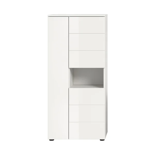 Vira Badschrank 3 Türen 1 Fach weiß Hochglanz, weiß.