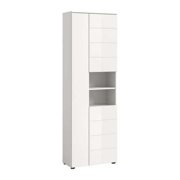 Vira Hochschrank Bad 3 Türen 2 Fächer weiß Hochglanz, weiß.