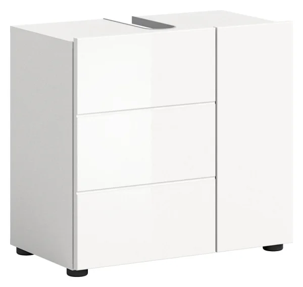 Vira Waschbeckenunterschrank 2 Türen Weiß hochglanz, weiß.
