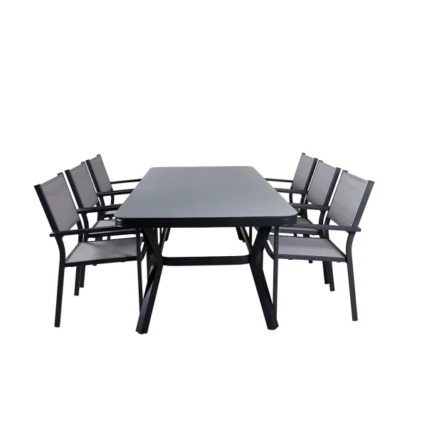 ViryaCopacabana Gartenset 1 Esstisch, 6 Stühle schwarz.