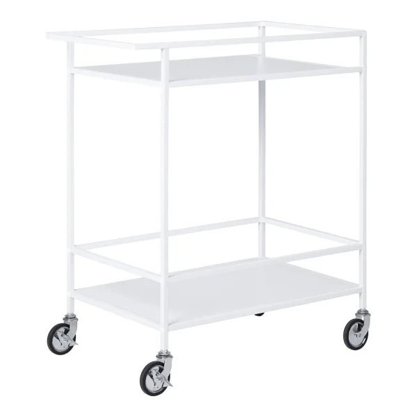 Vita Küchenmöbel auf Rollen Barwagen 2 Regale weiß.