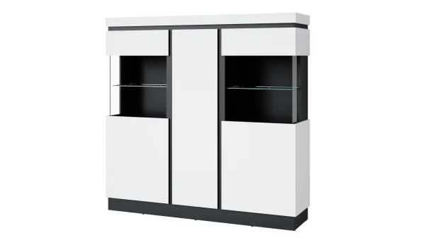 Vitrine mit 2 Glastüren alpinweiß Breite 167 cm - CAMPANIA