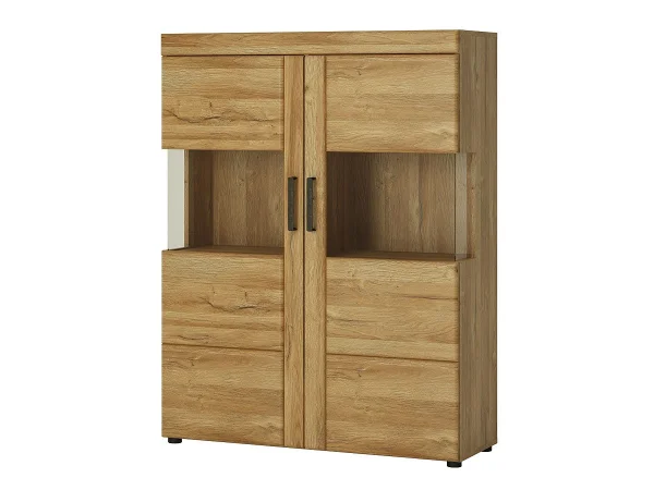 Vitrine mit 2 Glastüren Grandson Eiche Breite 102 cm - CORTINA
